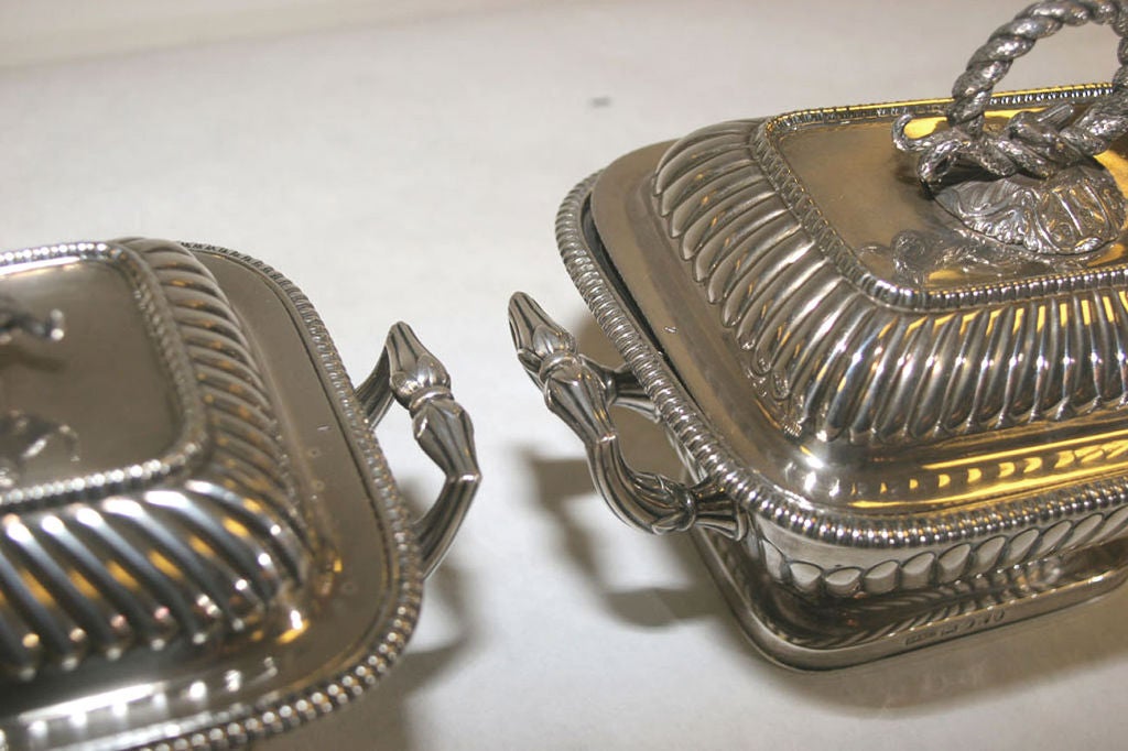 English A PAIR OF TUREENS BY JOHN ROBERTS & CO AND THOMAS ROBINS, 1808 For Sale